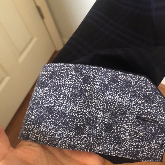 Bugatchi Midnight Blue Checked Long Sleeve Button Up Shirt Sz L - Picture 7 of 11